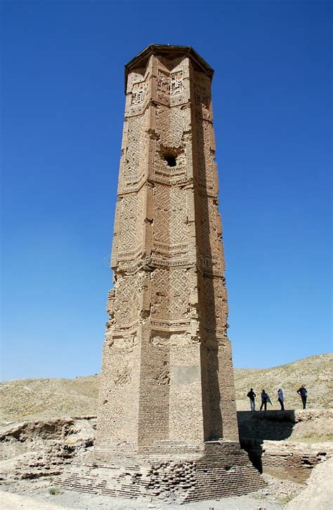 One of the Two Ancient Minarets at Ghazni in Afghanistan with People for Scale Stock Photo ...