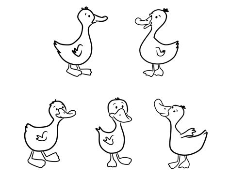 Five little ducks coloring pages download and print for free