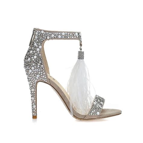 Very worthy deal Crystal Tassel Woman Wedding Sandals One Strap Open Toe Cut Out Zipper High ...