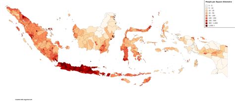 Indonesia Population Density Map | Wondering Maps