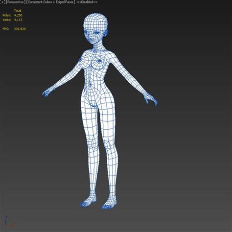 Female Low Poly Base Model | Low poly, Low poly character, 3d model