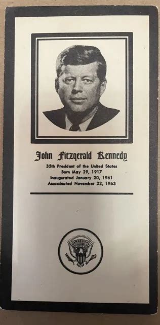 RARE VINTAGE PRESIDENT John f. Kennedy Memorial Card/Book Mark,Presidential Seal $10.00 - PicClick