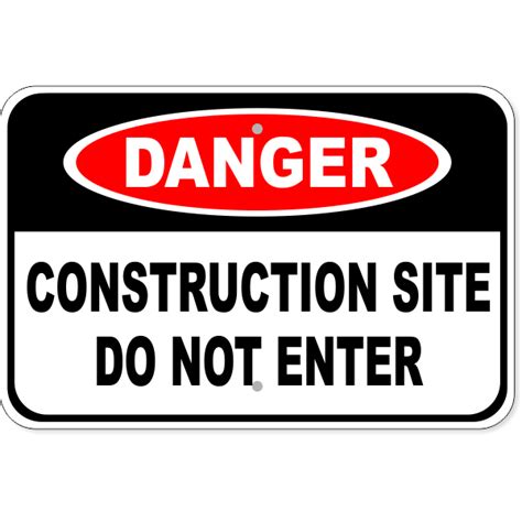 Danger Construction Site Aluminum Sign | 12" x 18" - Customsigns.com