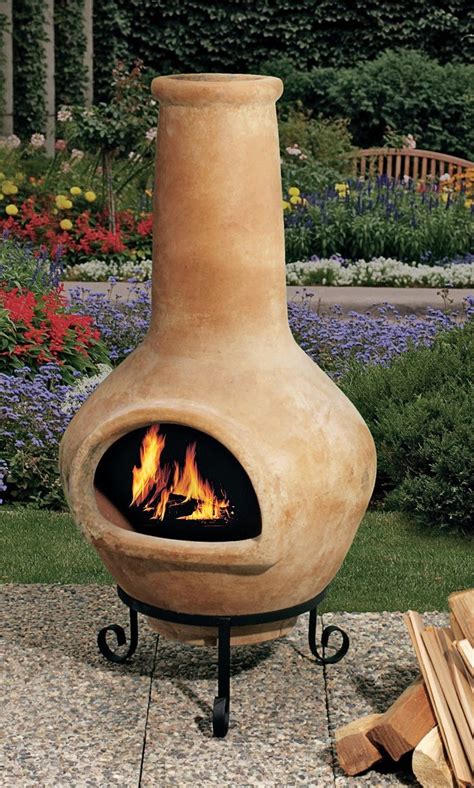 ceramic chiminea outdoor fireplace | Clay fire pit, Fire pit chimney, Outdoor fire pit