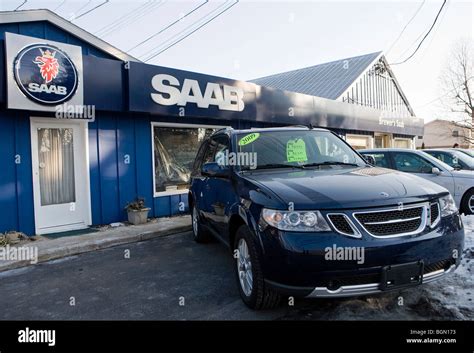 A Saab dealer lot Stock Photo - Alamy