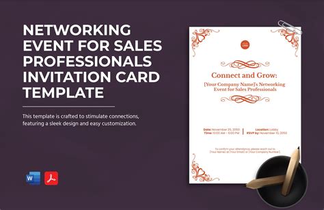 Networking Event for Sales Professionals Invitation Card Template in Word, PDF - Download ...