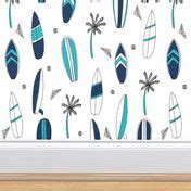 surfboard fabric // surf tropical summer Wallpaper | Spoonflower