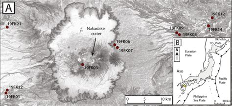 (A) Relief map showing the sampling sites of caldera and intercaldera ...