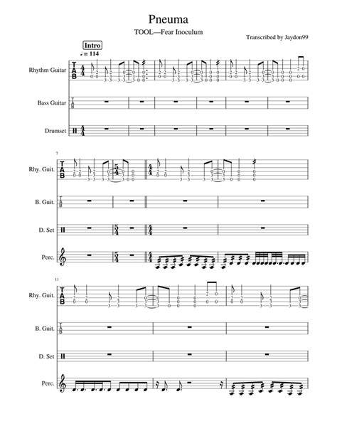 Pneuma—Tool Sheet music for Synthesizer, Guitar, Bass, Percussion | Download free in PDF or MIDI ...