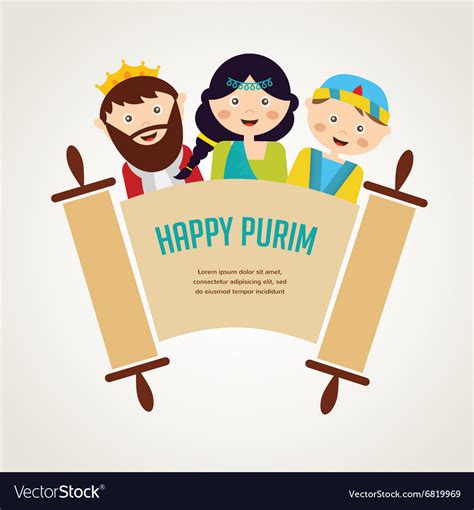 Kids wearing costumes from Purim story arranged Vector Image