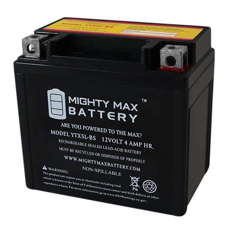 MIGHTY MAX BATTERY YTX5L-BS Battery Replaces Yamaha Raptor Polaris KFX 50 80 90 Scooter YTX5L ...