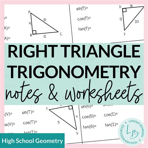 Right Triangle Trigonometry Notes and Worksheets - Lindsay Bowden