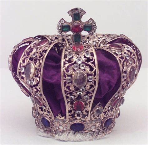 Santos Crown, France (19th c.; gilt filigree, paste gemstones, velvet ...