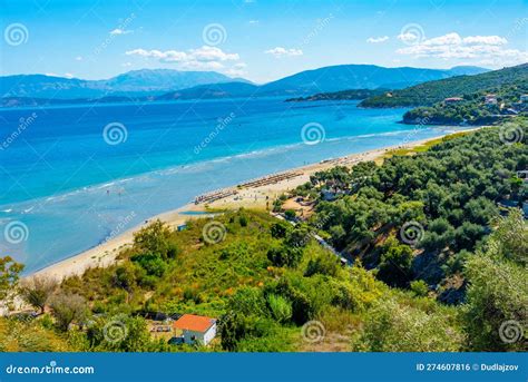 Panorama View of Kalamaki Beach at Corfu Island, Greece Stock Photo - Image of coast, umbrella ...