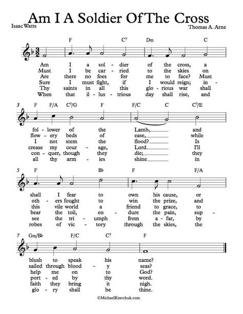 Am I A Soldier Of The Cross - F Major | Worship songs lyrics, Hymn ...