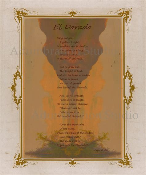 Eldorado, Poem by Edgar Allan Poe, Gaily Bedight, Poem Print, Victorian ...