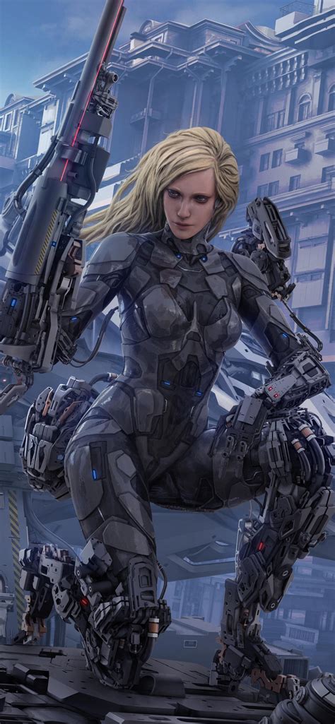 1242x2688 Blonde Cyborg Futuristic Girl Iphone XS MAX HD 4k Wallpapers ...