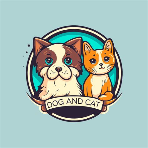 Cat and Dog characters logo mascot cartoon styled vector illustration ...