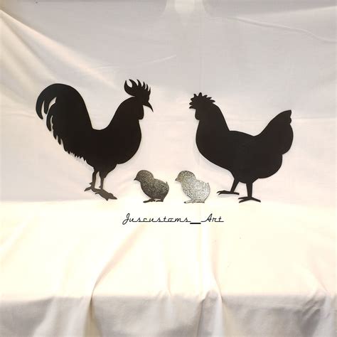 Rooster and Hen Wall Art Set. Farm Animals, Chicks, Chicken Sculpture ...