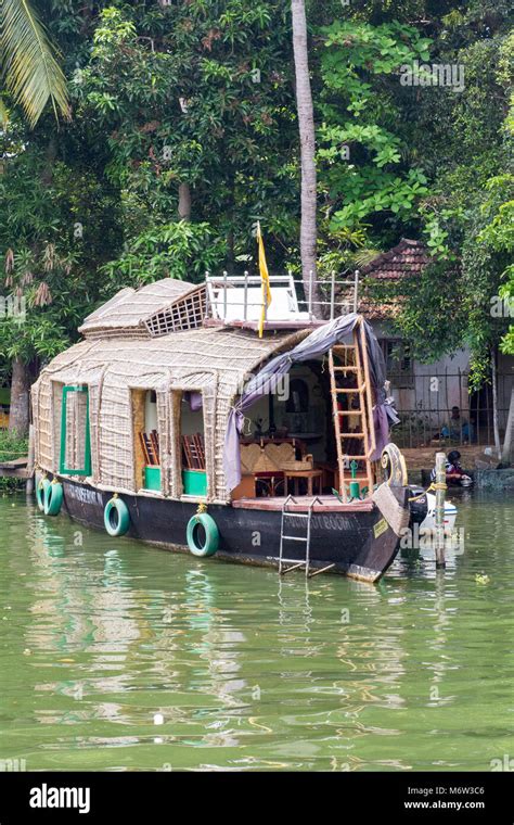 Kettuvallam houseboat in the Kerala Backwaters at Alappuzha (Alleppey Stock Photo - Alamy