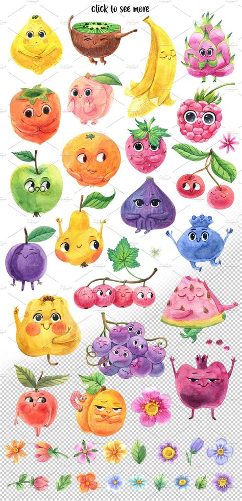 Watercolor Cute Fruit | Cute fruit, Watercolor, Fruits images