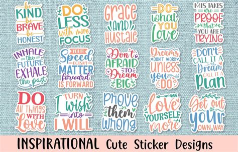 Inspirational Quotes Stickers Bundle Graphic by Crazy Craft · Creative ...