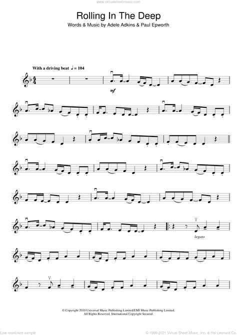 Adele - Rolling In The Deep sheet music for violin solo [PDF]