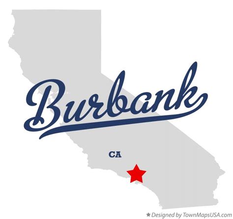 Map of Burbank, Los Angeles County, CA, California