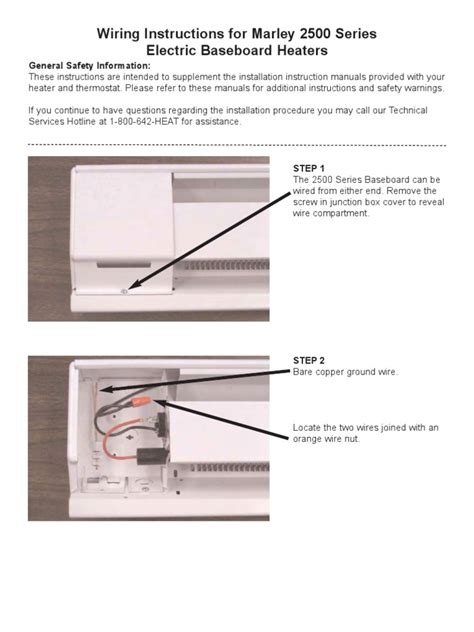 Wiring Instructions For Marley 2500 Series Electric Baseboard Heaters X | PDF | Thermostat ...