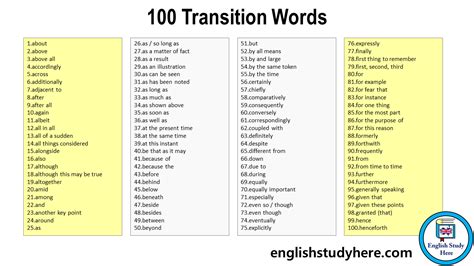 28 Transition Sentences, Transition Words and Example Sentences - English Study Here