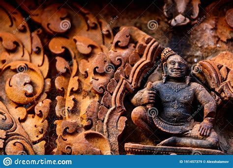 Banteay Srei temple stock image. Image of religious - 191457379