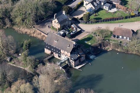 Houghton Mill aerial image - National Trust property on the Great Ouse ...