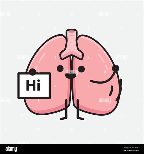 Vector Illustration of Lungs Character with cute face and simple body ...