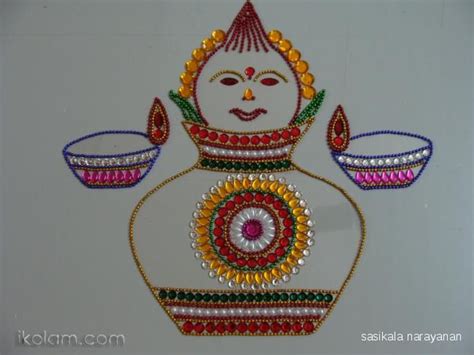 kalasam | Crafts, Colorful rangoli designs, Embroidery design sets