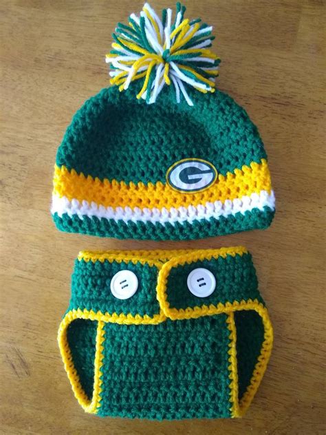 Green Bay Packers Baby Hat Diaper Cover and Booties Set - Etsy