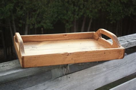 Rustic Handmade Wooden Serving Tray - Aged Pine | Wooden serving trays, Handmade wooden, Tray