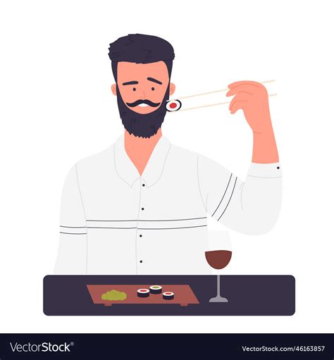 Man eating sushi Royalty Free Vector Image - VectorStock