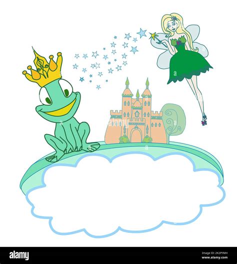 Frog Prince Cartoon Character and beautiful fairy Stock Photo - Alamy