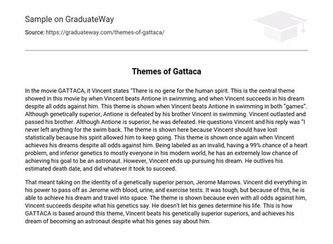 Themes of “Gattaca” - 292 Words | Free Essay Example on GraduateWay