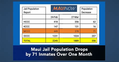 Maui Jail Population Drops By 71 Inmates Over One Month : Maui Now