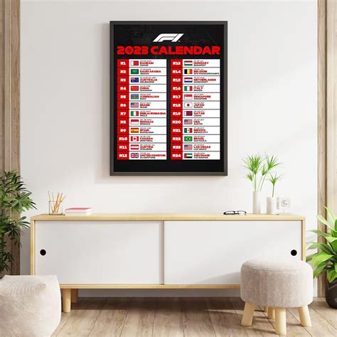 F1 2023 Calendar Poster, Formula 1 2023 Season Calendar Poster Starting ...