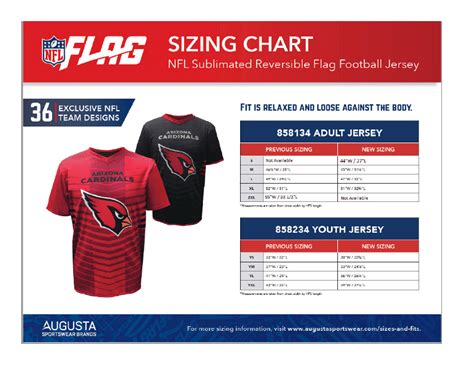 Adult/Youth Football Jersey Size Chart - Nfl Flag Download Printable ...