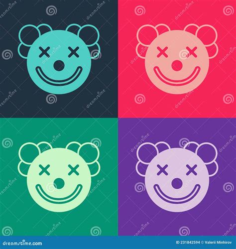 Pop Art Clown Head Icon Isolated on Color Background. Vector Stock Vector - Illustration of ...