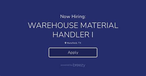 WAREHOUSE MATERIAL HANDLER I at Workforce Solutions for Tarrant County