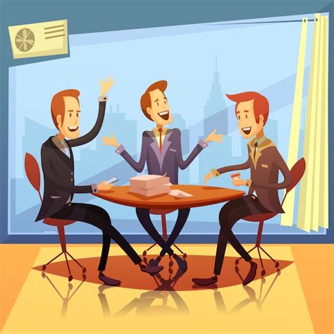 Free Vector | Business meeting with discussion and brainstorming symbols cartoon