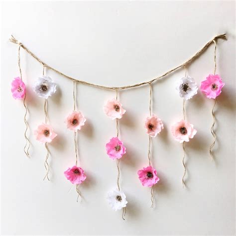 Boho Paper Flower Wall Hanging-Nursery Wall Decor-Dorm Wall