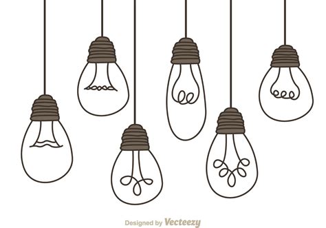 Hanging Light Bulbs | Hanging light bulbs, Light bulb drawing, Vector art