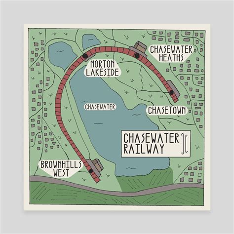 Chasewater Railway Illustrated Map, an art canvas by Harry Todhunter - INPRNT