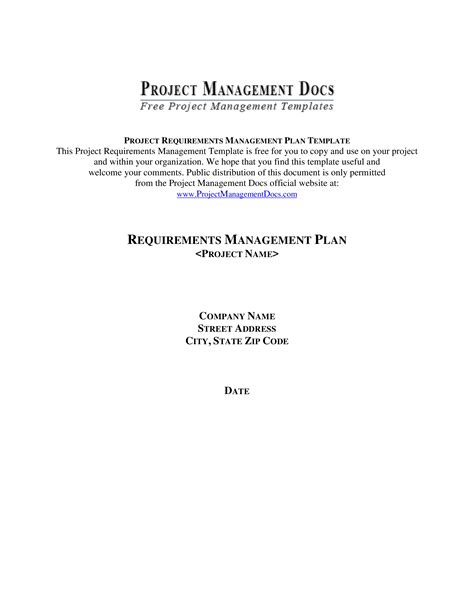 Requirements Management Plan Template - PMBOK Project Requirements ...