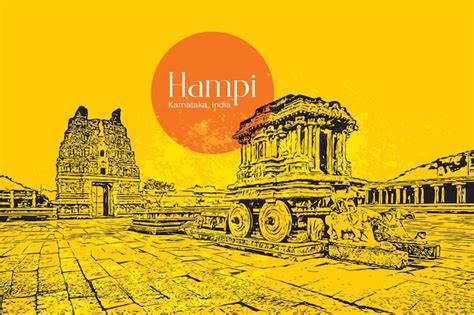 Premium Vector | Stone Chariot - Hampi, Karnataka, India Vector